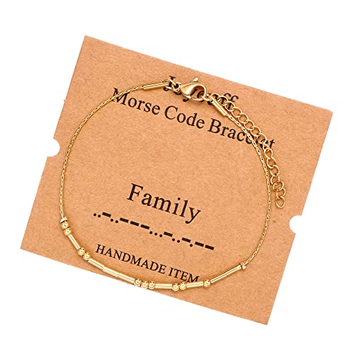 Image of JoycuFF Inspirational Morse Code Bracelets for Women Silver Beads Jewelry Encouragement Mantra Gifts for Her