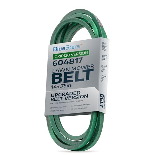 Image of [Upgraded Grip120] BlueStars 604817 Mower Deck Belt 5 /8 inch x 143.75 inch | For 54 inch Deck Hustler Raptor SD SDX RD FasTrak Zero Turn Mowers 932558 934604 791335 933101 934760 935882 935833 Aramid Cord