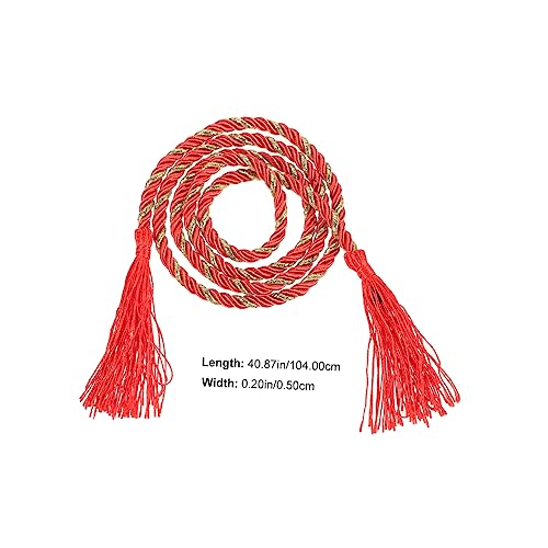 Japanese Waist Tassel Belt for Kimono and Costume Wear Durable Soft Waistband with Elegant Red Tassels for Cosplay Parties and Daily Accessories2