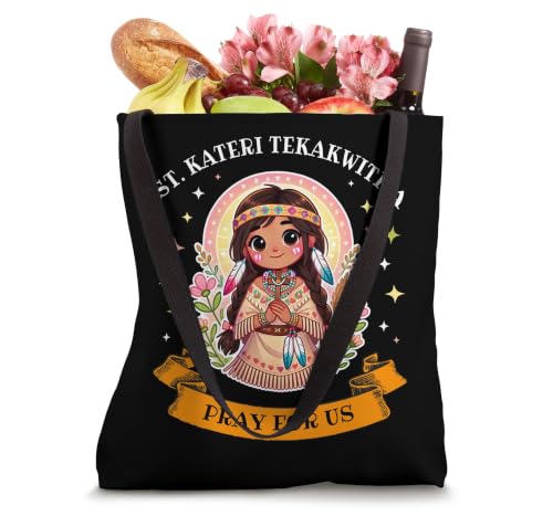 Bolsa tote católica de Santa Kateri Tekakwitha 'Ruega por nosotros' para niños miniatura 4