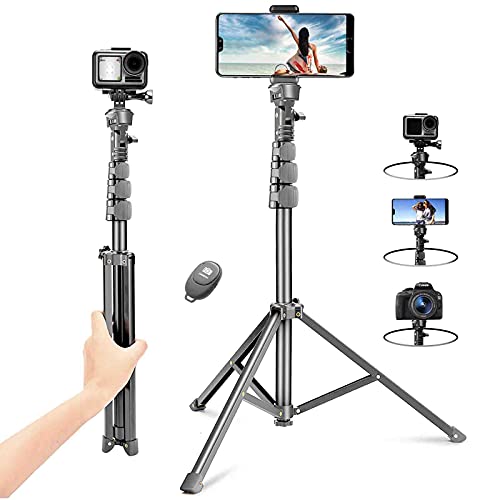 Phone Tripod, 51” Extendable Selfie Stick Tripod, Portable Tripod Stand with Wireless Remote. Compatible with iPhone 11/12/X/XR, Android, and DSLR. Perfect for Video Recording/Vlogging/Live Streaming