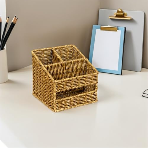 Panier de rangement marron compartimenté bac de stockage PP gain de place armoire - 7