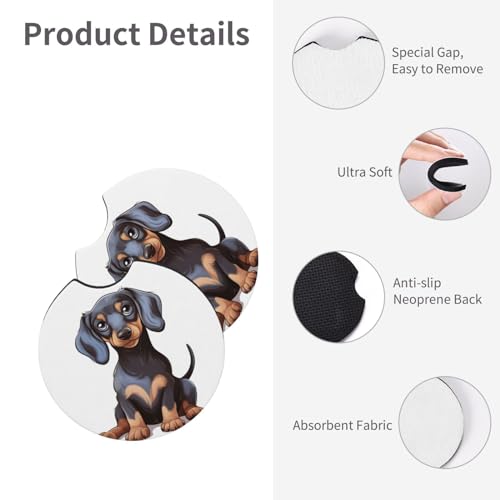 Portavasos para auto con diseño de perro dachshund, pack 2 miniatura 6