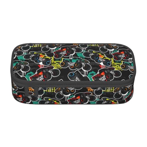 Image of Catoon Truck Car Large Pencil Case With Zipper Compartments Stationery Pencil Bag For Kids Teens Students School Supplies