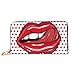 Produktbild JHGFG Mode Handtasche Reißverschluss Brieftasche Vektor-Illustration Rote Lippen Zunge Telefon Kupplung Geldbörse Abendkupplung Blockieren Leder Brieftasche Multi Card Organiz