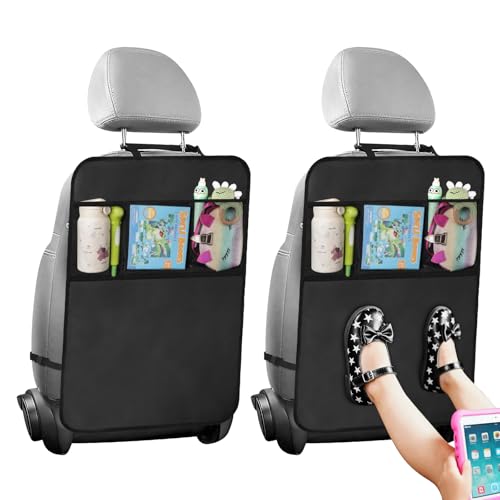 Adiwo 2 Pièces Protection Dossier Voiture, Kick Mats, Tapis de Protection pour Dossier de Voiture, Protections Arrière pour Enfant avec Poches Anti-Saleté...