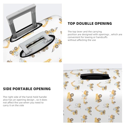 Dump Truck Print Luggage Cover For Suitcase,Washable Elastic Travel Suitcase Protector With Zipper Closure And Bottom Buckle – Fits 18-32" Luggage-Small3