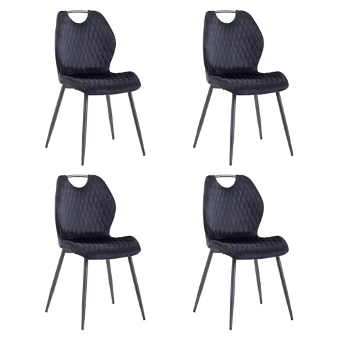 GrandCA HOM Lot de 4 chaises de Salle à Manger, chaises de Cuisine de Style Nordique, revêtement en Velours hollandais, Pieds en métal pour Salle à Manger,...