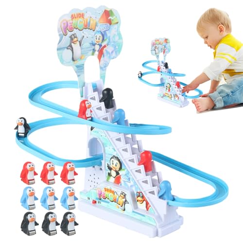 Générique Roller Coaster Penguin Toy – LED Music Slide, Race Track Playset, Children Fun Game, Kids Activity Set for Boys Girls, Birthday, Indoor Outdoor Entertainment, Colorful Racing |