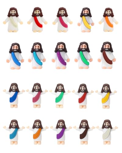 TBCDS 20 Mini Figuras de Jesús, Lisas sin Letras, Estatuas Pequeñas para Manualidades, Regalos Bautizo, Decoración Pascua y Fiestas Cristianas, Inspiración Religiosa.