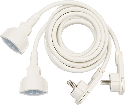 Preisvergleich Produktbild 2er Pack Brennenstuhl Qualitäts-Kunststoff-Verlängerungsk... mit Flachstecker (Verlängerungskabel flach für innen mit 3m Kabel) weiß