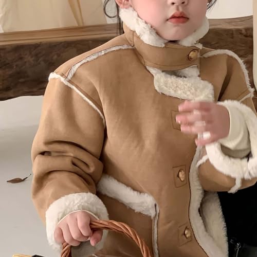 Kids Girls Coat Winter Windproof Thicken Coat Jacket Child Warm Button Outerwear Warm Outerwear Fleece (A, 3-4 Years)2