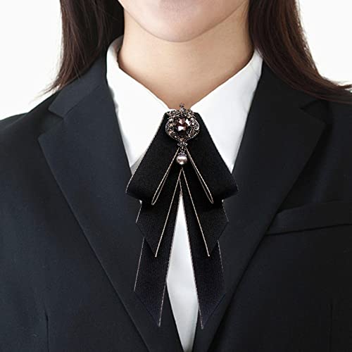 2x Women's Bow Tie Brooch Pin Formal Classic with Long Ribbon Adjustable Length Bowknot Necktie Bowties for Dress Shirt Wedding Prom2