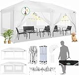 COBIZI Tonnelle Pliante 3 x 6 m étanche et Stable   Tente de réception d'extérieur 3 x 6 m avec 6 parois latérales   Anti UV   pour Mariage, extérieur, Jardin, fête, marché (Blanc)