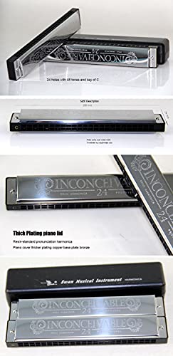 Harmonica Populaire 24 trous vibrato harmonica clé C polyphonique harmonica noir octave Tuner harmonica avec boîtier - Les Beatles, Paul McCartney, John Lennon, RIngo Starr, George Harrison Harmonica Populaire 24 trous vibrato harmonica clé C polyphonique harmonica noir octave Tuner harmonica avec boîtier – Image 5