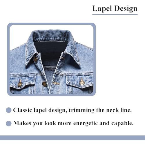 Image of Men's Denim Jacket Vintage-Inspired Jean Jacket with Multiple Pockets - Cotton Blend, Machine Washable