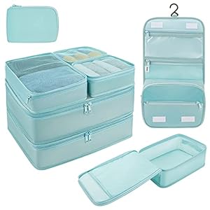 DIMJ Packing Cubes for Travel, 8 Pcs Travel Cubes for Suitcase Lightweight Travel Essential Bag with Large Toiletries…