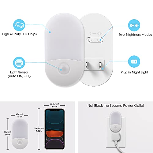 Image of LOHAS Night Lights Plug into Wall [𝟮 𝙋𝙖𝙘𝙠], Auto Dusk to Dawn sensor, 0.6W Dimmable LED Nightlights, Daylight White 5000K, 30 /60lm Small Night Light for Hallway, Kids, Adults, Bathroom, Stairs | Dimmable LED Nightlights, 0.6W Daylight White 5000K, 30 /60lm Small Night Light for Hallway, Kids, Adults, Bathroom, Stairs