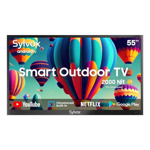 Sylvox 55 Pulgadas Tv Exterior 4k Hdr Televisión Inteligente Con Mando A Distancia Por Voz, 2000nits Dolby Audio Ip55 Impermeable Chromecast Hbbtv, Dvb-T2 S2 C Pal, Dtv Atv Vista 178 , Pool Pro 2023 Sylvox 55 Pulgadas Tv Exterior 4k Hdr Televisión Inteligente Con Mando A Distancia Por Voz, 2000nits Dolby Audio Ip55 Impermeable Chromecast Hbbtv, Dvb-T2 S2 C Pal, Dtv Atv Vista 178 , Pool Pro 2023