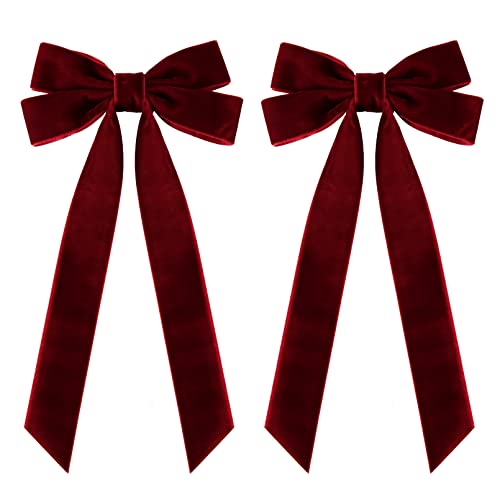 2PCS Velvet Hair Bows Red Hair Ribbon Clips Big Fall Alligator Clips Hair Accessories for Women Girls Toddlers Kids Baby