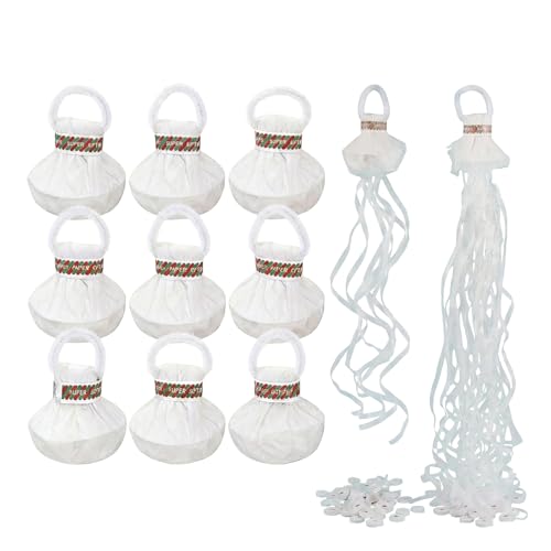 Paquete de 10 serpentinas de mano sin ensuciar, confeti, galletas de papel blancas sin ensuciar, para bodas, celebraciones, graduación, fiestas de cumpleaños
