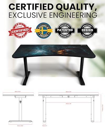 Image of Arozzi Arena Special Edition Ultrawide Curved Gaming and Office Desk with Full Surface Water Resistant Desk Mat Custom Monitor Mount Cable Management Cut Outs - Omega