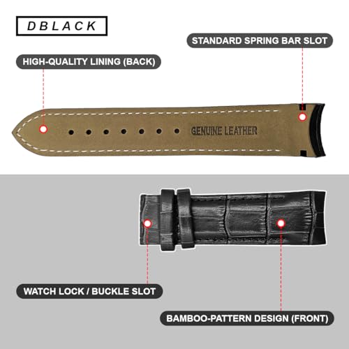 Image of DBLACK ''TST2'' Premium Leather Watch Strap, Bamboo Pattern Design Watch Band / / Compatible with Tissot Couturier 1853 & Other Models, Full-Padded Curved Watch Belt (Choose Your Size & Color)