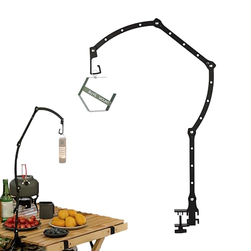 Camping Lantern Stand Folding Adjustable Desktop Lamp Rack Outdoor Portable Lamp Metal Long Arm Foldable Table Lamp Rack Outdoor Mosquito Coil Tray Camping Light Accessories Camping Light Stand