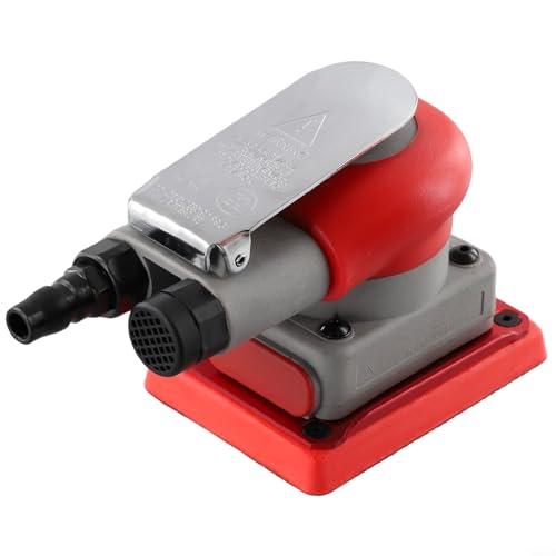 Lijadora de aire cuadrada de 75 x 100 mm, neumática, orbital, lijadora para pulido de coche, madera, metal, eliminación de óxido con entrada de aire de 1/4 de pulgada, 10000 rpm