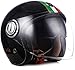 Produktbild Soxon® SP-888 Imola Black · Jet-Helm · Motorrad-Helm Roller-Helm Scooter-Helm Moped Mofa-Helm Chopper Retro Vespa Vintage · ECE 22.05 Sonnenvisier Schnellverschluss SlimShell Tasche M (57-58cm)