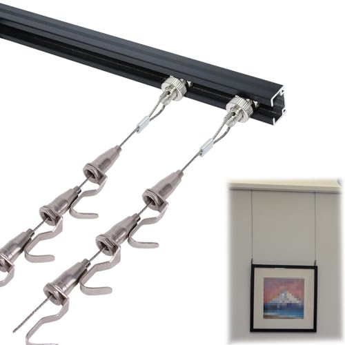 Riel ajustable para colgar cuadros de aluminio con cable de acero de 1 m 2