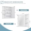Shintenchi Bathroom Wall Cabinet with Mirror, Mounted Medicine Cabinets with 4 Internal and 6 Open Shelves, Mirrored Door Over The Toilet Storage, Solid White