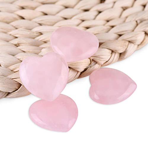 4 Stuks Rozenkwarts Gesneden Hartvormige Kristal Healing Stone Halfedelsteen Edelsteen Decor Craft Pink - Afbeelding 3