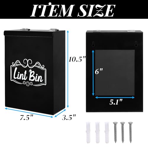 Image of Goaste Magnetic Lint Bin for Laundry Room, Acrylic Dryer Lint Trash Can, Wall Mounted Lint Box Holder, Space-Saving Trash Container for Laundry Room Storage and Organization, Home Decor (Black)