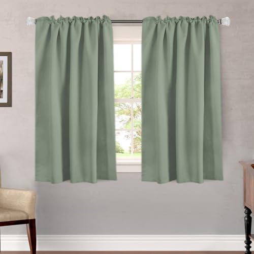 Image of H.VERSAILTEX Blackout Curtains Thermal Insulated Window Treatment Panels Room Darkening Blackout Drapes for Living Room Back Tab /Rod Pocket Bedroom Draperies (2 Panels, Cyan, 52 x 54 Inch)