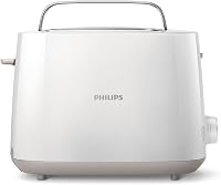 Philips Tostadora - 2 Ranuras, 8 Ajustes, Rejilla Calientabollos, Descongelación, Elevación Alta, Apagado Auto, Blanco (HD2581/00)