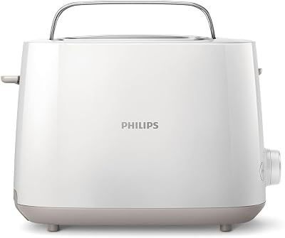 Philips Tostadora - 2 Ranuras, 8 Ajustes, Rejilla Calientabollos, Descongelación, Elevación Alta, Apagado Auto, Blanco (HD2581/00)