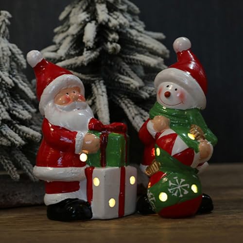 Figurine de Noël lumineuse céramique LED pour décoration de table - 3