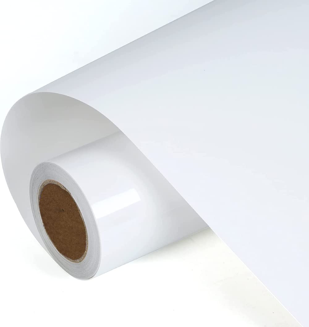 Vinilo Textil Termoadhesivo - 30,5 x 152cm Rollo de Vinilo Transferencia de Calor, Vinilo Termoadhesivo Textil para Todas las Máquinas de Corte, HTV para Ropa, Sombreros, Telas (Blanco)