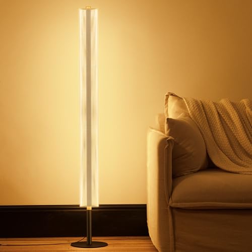 NUÜR Lampadaire LED – Lampe sur pied cylindrique givrée à intensité variable avec télécommande, couleurs et luminosité réglables, éclairage industriel pour salon, chambre à coucher et bureau