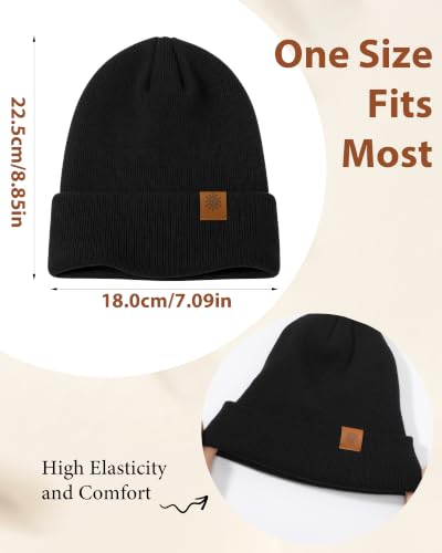 3 Pack Winter Beanie for Men Women, Warm Soft Winter Cuffed Skull Cap - image 3