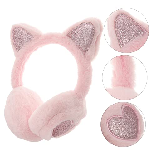 Orejeras de invierno para niñas GALPADA con orejas de gato de peluche pack de 2 piezas 4