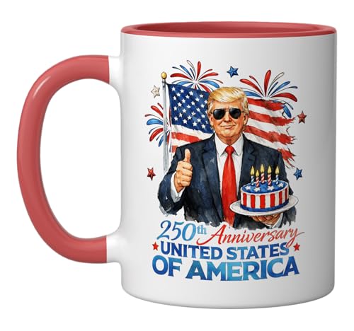 Taza cerámica 250 aniversario de EE. UU., roja y blanca miniatura 1