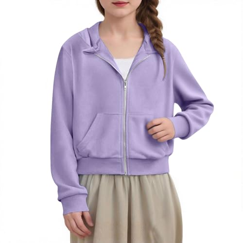 Sweatshirts For Teen Girls Long Sleeve Oversiezd Zip Up Hoodies Casual Solid Fall Fashion Jacket Baggy Cute Clothes2