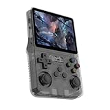 Uchykuxe R36S レトロハンドヘルドゲーム機 11以上のシミュレータ、日本語など多くの言語をサポート、64GB TFカード、EmuELEC-Linuxシステムをサポート、オープンソースシステムと3.5インチ IPSスクリーン、ミニビデオコンソール、デュアル3Dジョイスティック 黒い