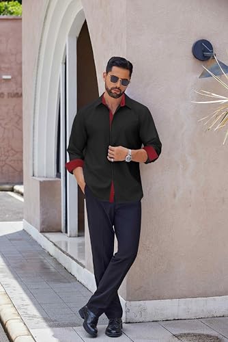COOFANDY Men's Long Sleeve Wrinkle Free Dress Shirts 2024 Inner Contrast Business Casual Button Down Shirt3