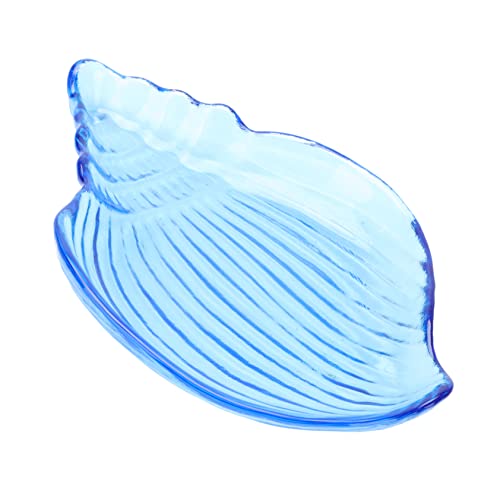 SECFOU 1 Pc Plato De Caracola Cuencos De Frutas Cesta Bandeja Para Cómoda Compartimiento Tapa Lámina Contenedor De Frutas De La Sala De Estar Frutero Desmontable Bol Blue Vaso De Cristal