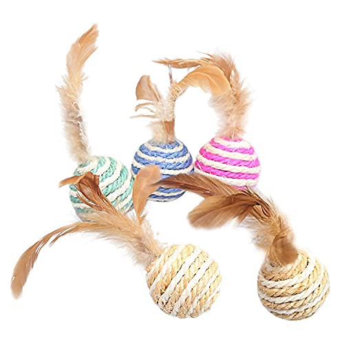 Dog Trust Sisal Ball Cat Toys Interactive Kitten Training Balls Bite Resistant Cat Toys Interactive Cat Toy Ball Scratch Ball Cat Feather Toy Catnip (B09D45PR6F) Amazon Price History, Amazon Price Tracker