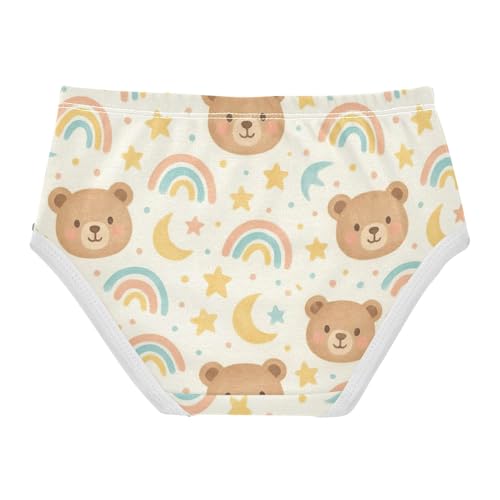 Joisal Cotton Toddler Girls Underwear Cute Bear Rainbows Beige Cute Panties Girl Fun Kids Undies Briefs 2t2