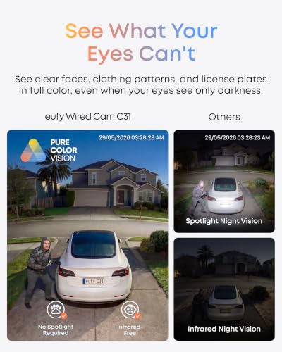 Image of eufy Security Indoor&Outdoor Camera C31,2-Pack with HomeBase Mini(64GB Included),IP66,Spotlight-Free Color Night Vision,360Pan&Tilt, AutoTracking,Human /Car /Pet /Cry Detection,24 /7 Recording